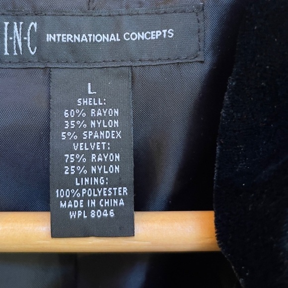 INC Formal Velvet Ruffle Trimmed Black Tuxedo Blazer, Women's Size Large - Picture 8 of 9